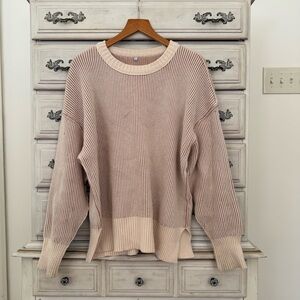 Vici Beige Ribbed Knit Sweater
